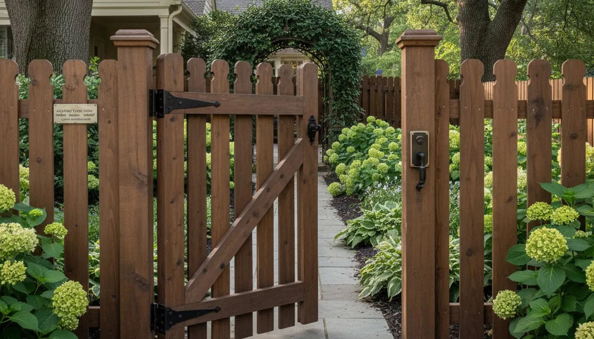 Custom wooden gate and fence installation by Chop Chop Landscaping in Atlanta, GA