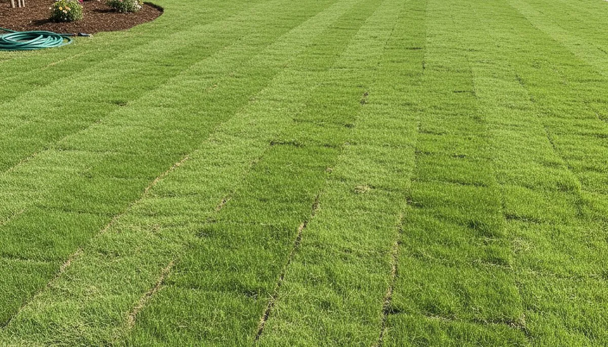Newly installed green sod lawn showing professional landscaping transformation in Atlanta, GA